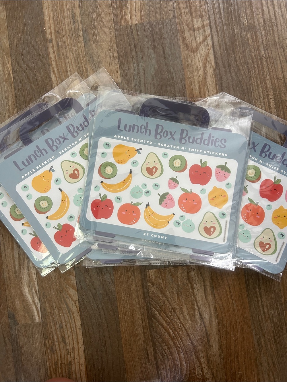 Bundle of 11: 27 count Lunch Box Buddies Fruit Sticker Packs - Apple Scented